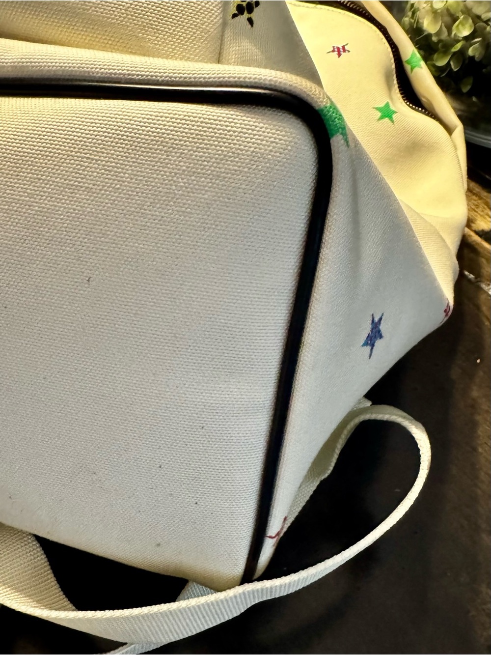 YSL ** Cream Canvas and Leather Backpack with Multicolor Star Motif - Picture 3 of 16